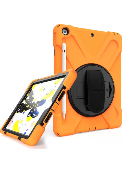 Apple iPad Air 1 9.7" Kılıf Defender Askılı Zırhlı Tank Case A1474 A1475 A1476 Turuncu