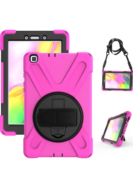 Samsung Galaxy Tab A 10.1 T510 Kılıf T515 T517 Defender Standlı Askılı Tank Zırhlı Case Pembe