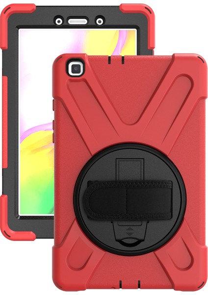 Samsung Galaxy Tab A 8.0 T290 T295 T297 Kılıf Defender Standlı Askılı Tank Zırhlı Case Kırmızı