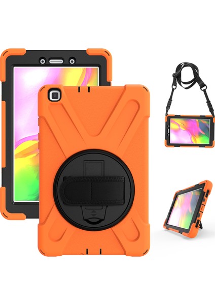 Samsung Galaxy Tab A 8.0 T290 T295 T297 Kılıf Defender Standlı Askılı Tank Zırhlı Case Turuncu