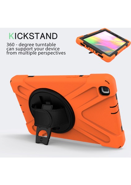 Samsung Galaxy Tab A 8.0 T290 T295 T297 Kılıf Defender Standlı Askılı Tank Zırhlı Case Turuncu