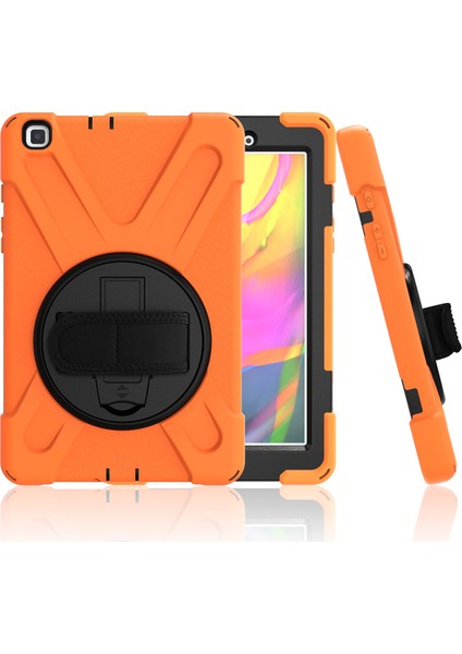 Samsung Galaxy Tab A 8.0 T290 T295 T297 Kılıf Defender Standlı Askılı Tank Zırhlı Case Turuncu