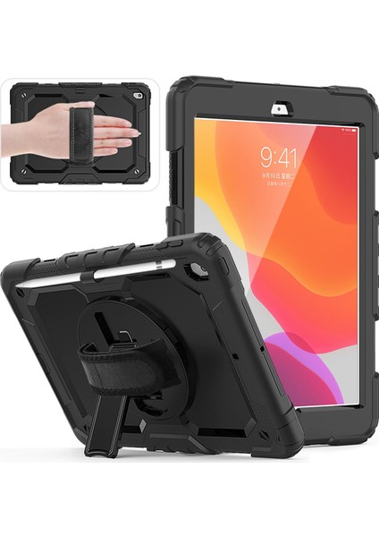 Apple iPad 7. 8. 9. Nesil 10.2" Kılıf Defender Standlı Askılı Tank Case Juji A2197 A2198 A2200 Siyah