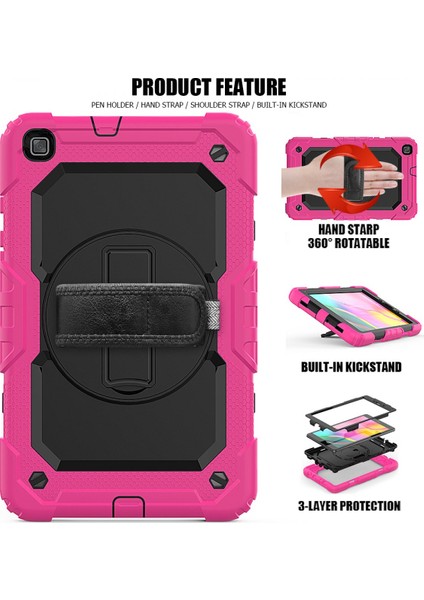 Samsung Galaxy Tab A 8.0 T290 T295 T297 Kılıf Defender Standlı Askılı Tank Zırhlı Case Pembe modelleri
