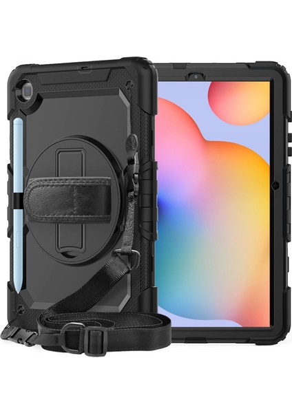 Samsung Galaxy Tab A7 T500 Kılıf 10.4" T505 T507 Defender Standlı Askılı Tank Zırhlı Case Siyah