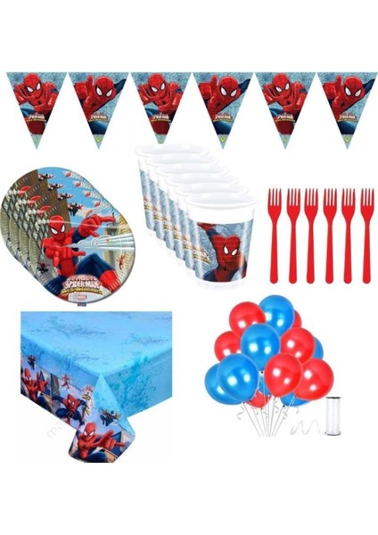 Spiderman 16 Kişilik Doğum Günü Parti Seti