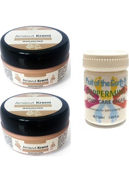 50ML Arnavut Aklık Kremi 2 Adet +Foot Care Cream Cooling Peppermint 50 ml Ayak Bakım Kremi Nane Ferahlığıvekokusu 1 Adet