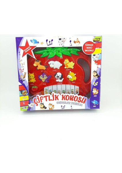 Pilli Türkçe Sesli Müzikli Çiftlik Korosu Piano Kırmızı Çilek Şeklinde