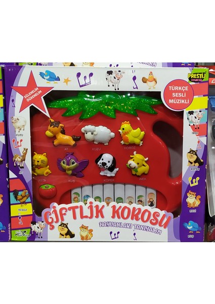 Pilli Türkçe Sesli Müzikli Çiftlik Korosu Piano Kırmızı Çilek Şeklinde fiyatları