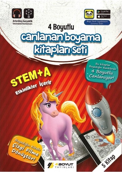 4 Boyutlu Canlanan Boyama Kitapları Seti