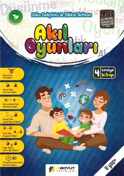 8+ Yaş 4 Boyutlu Zeka Geliştirici ve Dikkat Arttıran Akıl Oyunları Seti