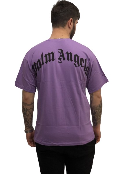 Palm Angels Dijital Baskılı Pamuk Ter Tutmayan Oversize Yeni Trend Erkek Tshirt