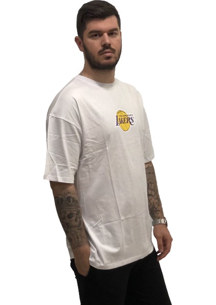 Amor Man Los Angeles Lakers Baskılı Yüzde Yüz Pamuk Oversize Güneşe Dayanıklı Trend Erkek Tshirt