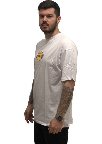 Amor Man Los Angeles Lakers Baskılı Yüzde Yüz Pamuk Oversize Güneşe Dayanıklı Trend Erkek Tshirt