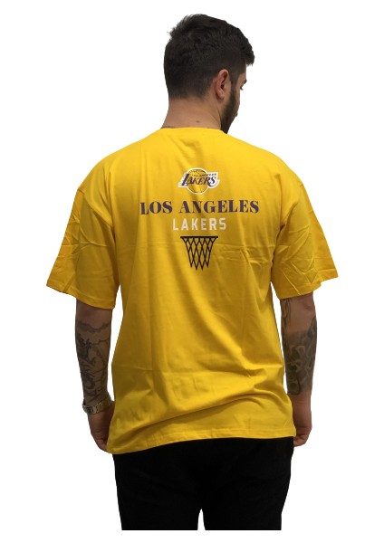 L0S Angeles Lakers Sırt Baskılı Pamuk Ter Tutmayan Oversize Bol Kesim Erkek Trend Tshirt