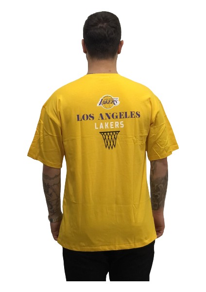 L0S Angeles Lakers Sırt Baskılı Pamuk Ter Tutmayan Oversize Bol Kesim Erkek Trend Tshirt