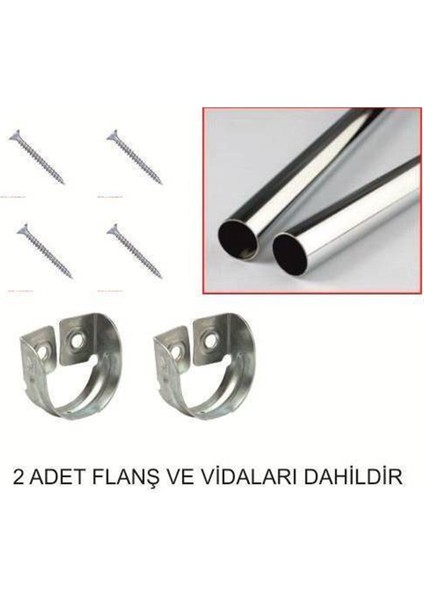 50-100 cm Arası Askı Borusu ve 2 Adet 2 Delikli Flanş Montaj Vidaları Dahil