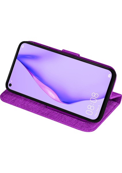 Huawei P40 Lite Kılıf Fitcase Fabric Kapaklı Cüzdanlı