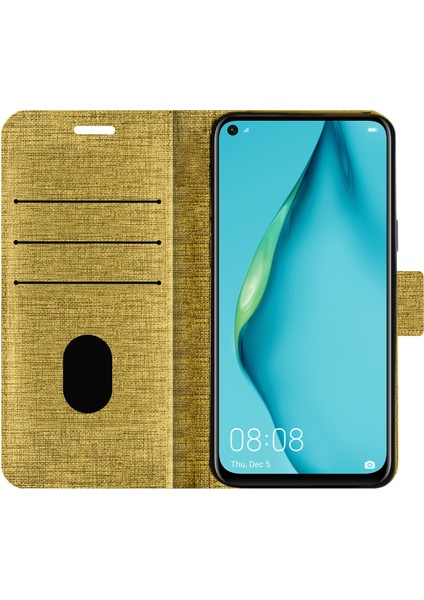 Huawei P40 Lite Kılıf Fitcase Fabric Kapaklı Cüzdanlı