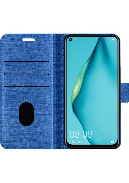 Huawei P40 Lite Kılıf Fitcase Fabric Kapaklı Cüzdanlı