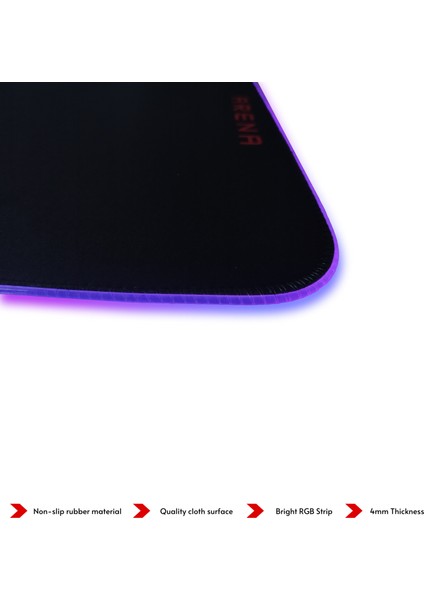 Voll Rgb 800 x 300 mm Oyuncu Gamer Mousepad Siyah