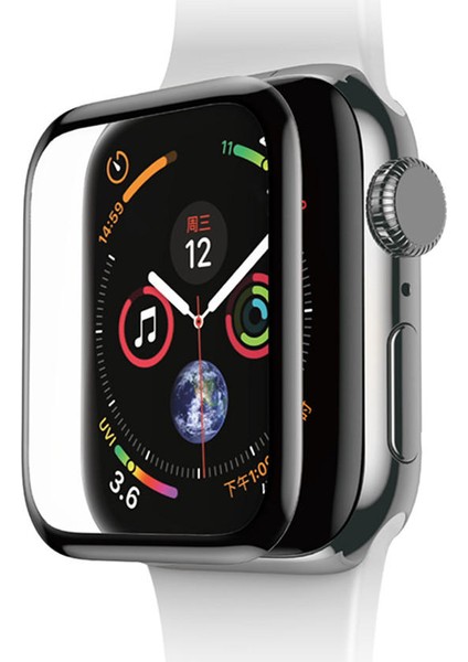 Apple Watch Uyumlu 44MM Ekran Koruyucu Kavisli Pmma Nano Siyah Çerçeve