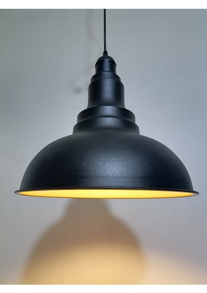 Retro,rustik,modern siyah Oda,mutfak,cafeler Için Tekli Metal Sarkıt Avize ÇAP:34CM