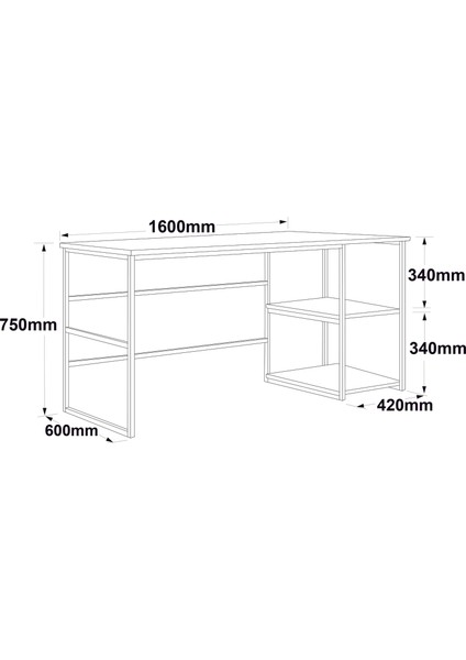 Robin Home Atlantis Ofis Büro Çalışma Masası Bilgisayar Masası Laptop Masası Raflı 160CM AS28-A Çam