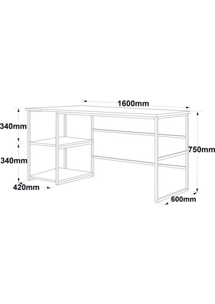 Robin Home Atlantis Ofis Büro Çalışma Masası Bilgisayar Masası Laptop Masası RAFLI160CM AS29-A Çam