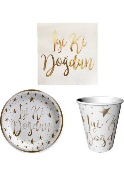 Iyi Ki Doğdun Altın Varaklı 6'lı Set