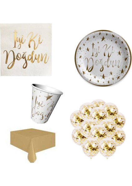 Iyi Ki Doğdun Altın Varaklı Parti Seti 6 Kişilik