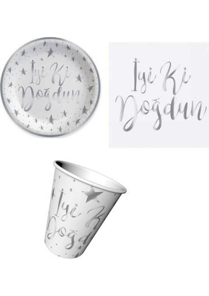 Iyi Ki Doğdun Gümüş Varak Baskılı 6'lı Set