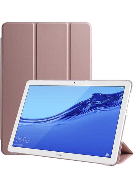 Huawei T5 10 Inç Smart Cover Standlı Kılıf Rose Gold + Nano Ekran Koruyucu