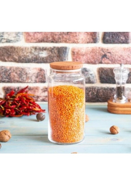 Cam Kavanoz Saklama Kabı, Baharatlık Bambu Kapaklı ve Vakumlu 1300 ml. fiyatları