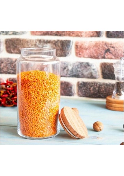 Cam Kavanoz Saklama Kabı, Baharatlık Bambu Kapaklı ve Vakumlu 1300 ml. modelleri
