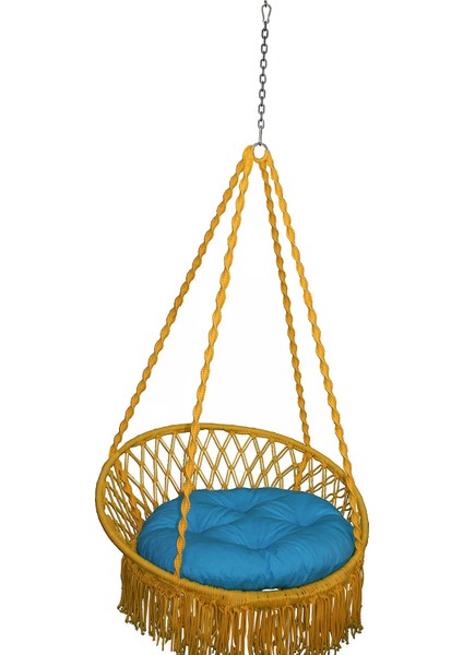 Püsküllü Relaks Salıncak Sarı ( Minderli )