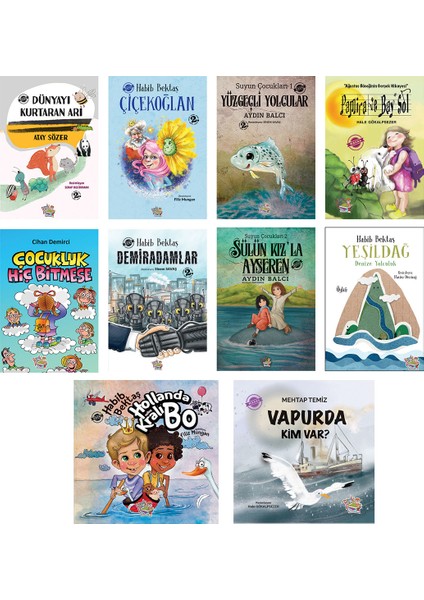 Parmak Çocuk Dünyayı Kurtaran Arı+Çiçekoğlan+Yüzgeçli Yolcular+Sülün Kız'la Ayseren+Çocukluk Hiç Bitmese+Demiradamlar+Yeşildağ+Pamira ve Bay Sol+Hollanda Kralı Bo+Varpuda Kim Var-10 Kitap-7+Yaş