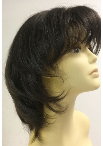 Boyazsız Orta Boy Doğal Model Katlı Kesim Gerçek Saç Peruk fiyatları