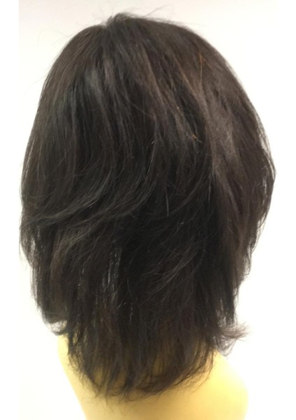 Boyazsız Orta Boy Doğal Model Katlı Kesim Gerçek Saç Peruk modelleri