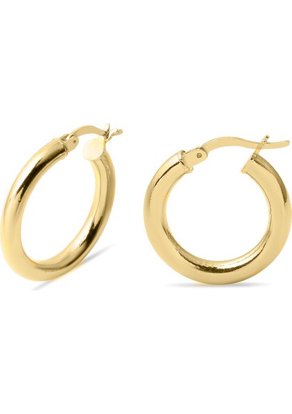 Bombeli 2,5 cm Çaplı Halka Altın Küpe