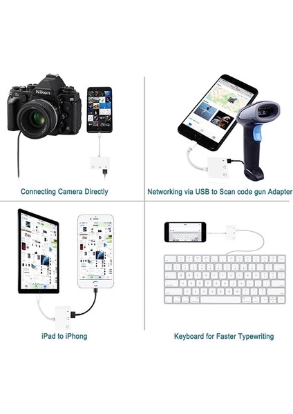 SS-75LS 3in1 Lightning To Kulakılık ve USB Kamera Okuyucu Otg