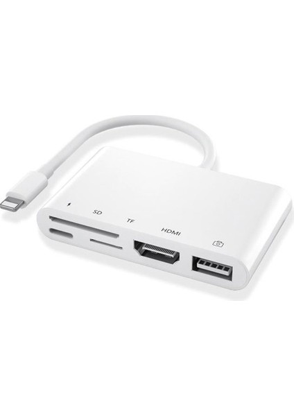 5in1 Lightning HDMI Dijital Av Adaptör+ Otg USB Hub Kamera Tf Sd Okuyucu Ss-Ipoyh