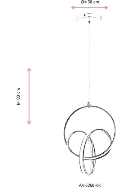 AV-5260-KK Krom Kaplama Modern Avize LED Metal Silikon 30cm modelleri