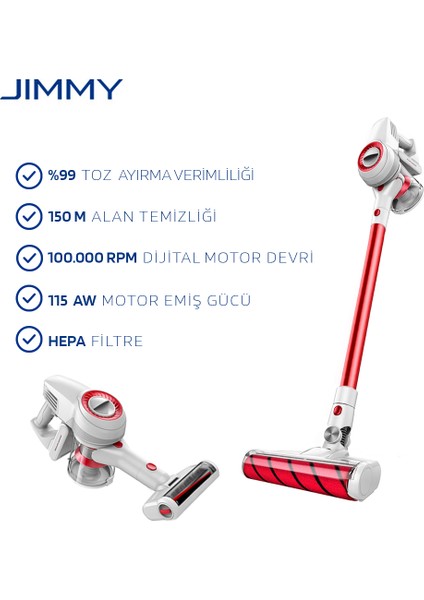 Jimmy JV51 Kablosuz Şarjlı Dikey Süpürge