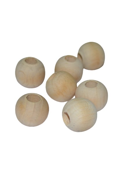 500 Grm 18 mm Ham Işlenmemiş Ahşap Boncuk - (±250 Adet )