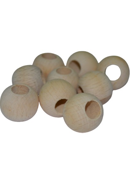 60 Adet 24 mm Ham Işlenmemiş Ahşap Boncuk