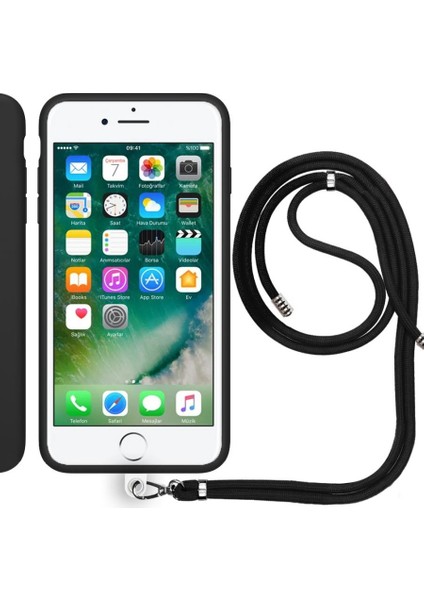 Apple iPhone Se 2020 Ip Askılı Silikon Kılıf Siyah