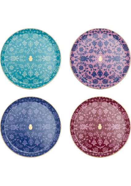 Glamorous 4'lü Düz Tabak Seti 24 Cm Porselen Malzeme ile Şık Desenler