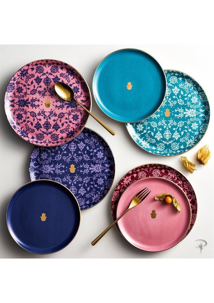 Glamorous 4'lü Düz Tabak Seti 24 Cm Porselen Malzeme ile Şık Desenler fiyatları