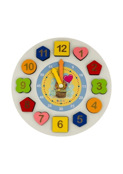 Eğitici Ahşap Oyuncaklar 2in1 Set Tavşanlı Bultak Saat+Geometrik Bul Tak